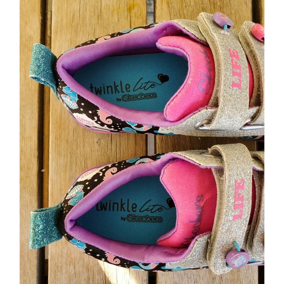 Skechers Twinkle Lite Big Girl Life is Magic Hook & Loop Closure Shoes Size 3.5 - Picture 7 of 9